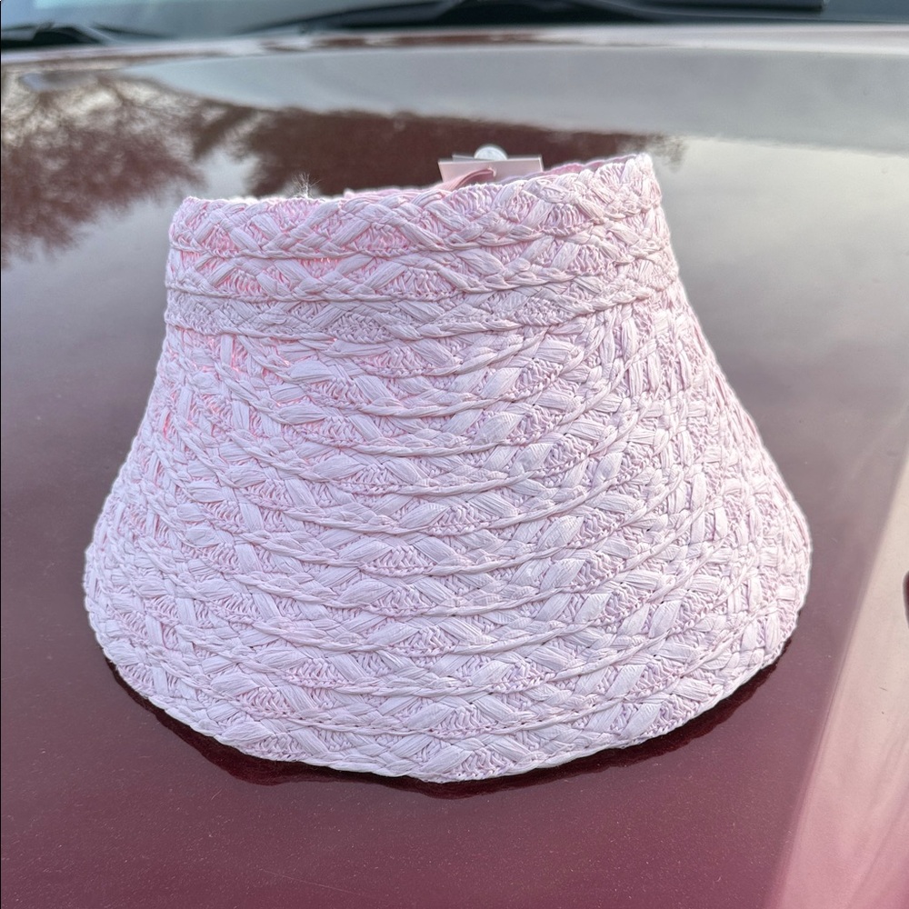 Pink Braided Straw Visor Hat - Women's Sun Visor a new day